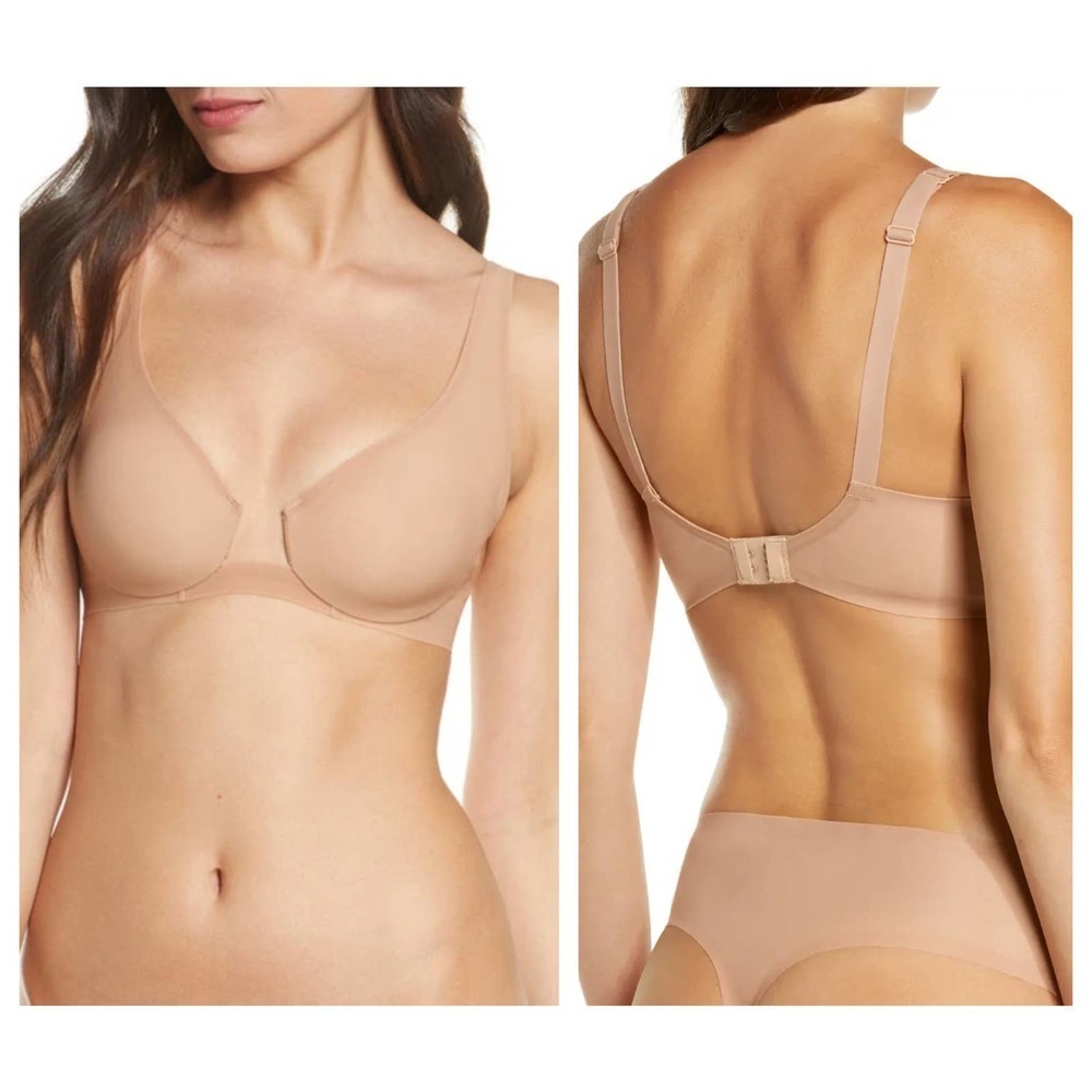 SKIMS Naked Underwire Plunge Bra In Honey (34B)